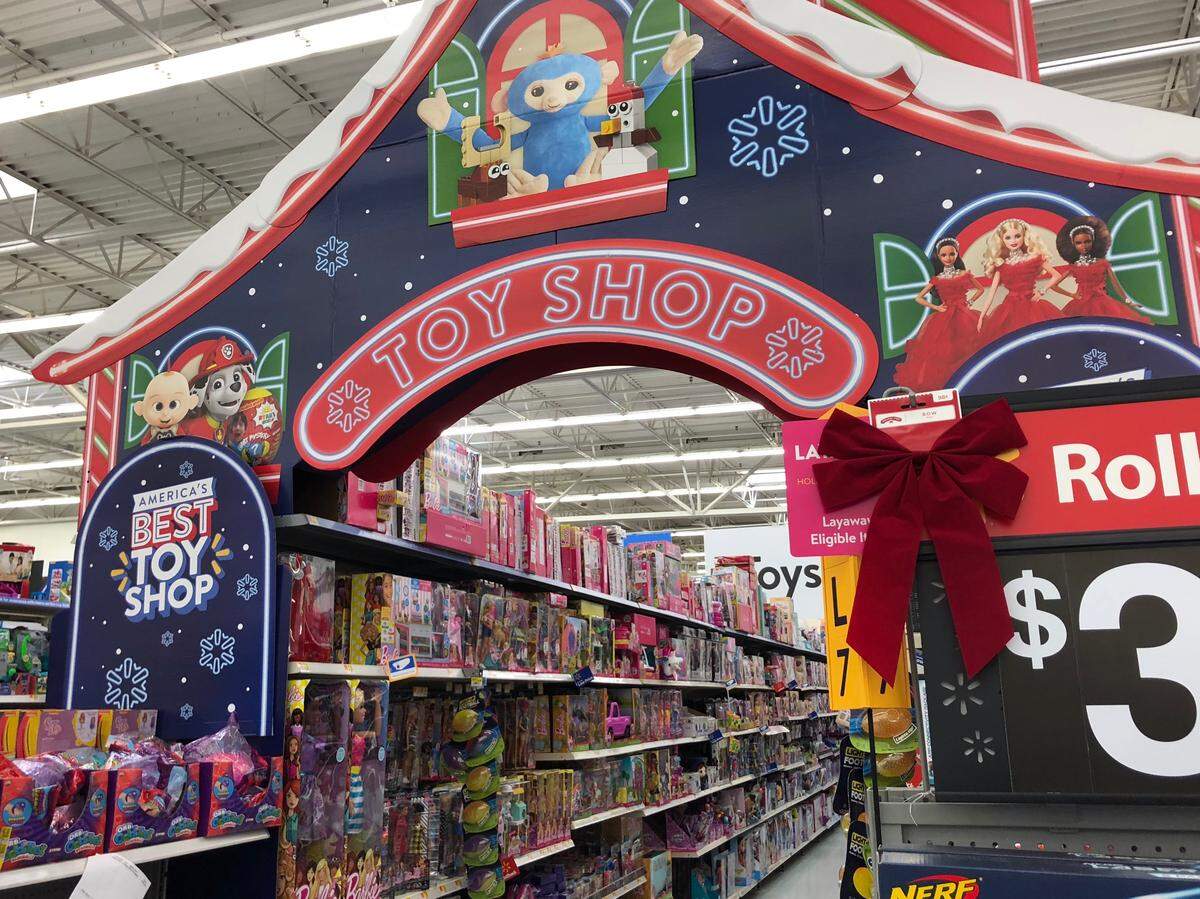 Walmart’s Toy Shop stands ready for holiday shoppers at the New Bern Avenue store in Raleigh.