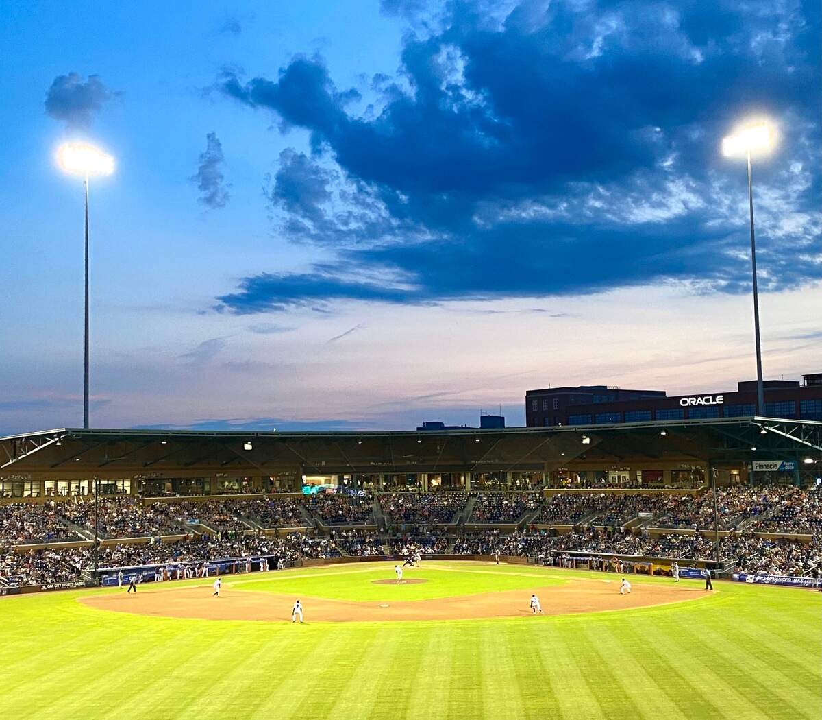 The Durham Bulls face the Norfolk Tides during a game at Durham Bulls Athletic Park in Durham, N.C., recently.
