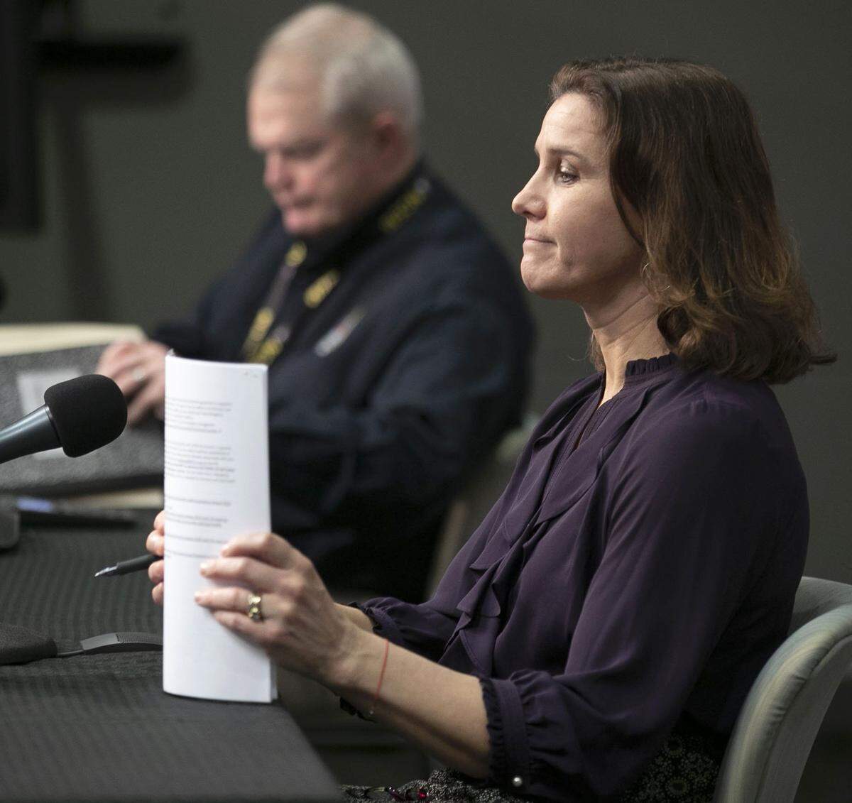 Dr. Betsey Cuervo Tilson, North Carolina state health director and chief medical officer, concludes her remarks during a press briefing to update the public on the COVID-19 virus on Tuesday, March 24, 2020 at the Emergency Operations Center in Raleigh, N.C.