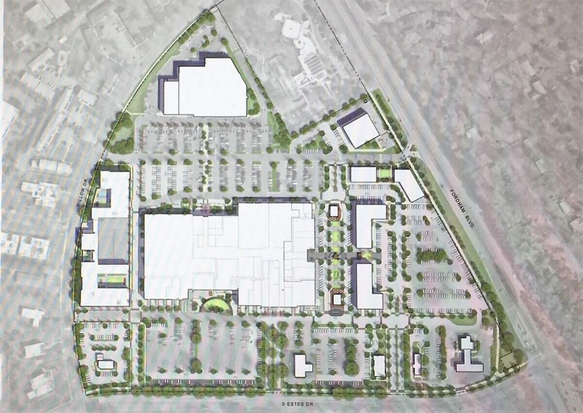 The first phase of construction planned for University Place in Chapel Hill would add new apartment, retail and office buildings to the eastern and western sides of the property. Roughly 105,000 square feet would be demolished at the vacant Southern Season store.