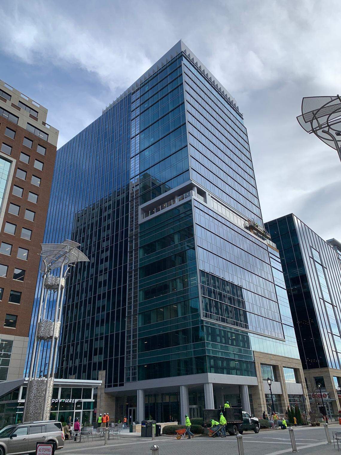 The outside of the F.N.B. Tower before its grand opening.