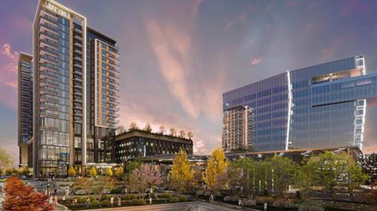 The second phase of Dewitt Carolinas' 40-acre billion-dollar mixed-use project just north of Interstate 440. It will feature an apartment tower (pictured left) with 250-plus luxury units for lease and a three-level, 80,000-square-foot country club.