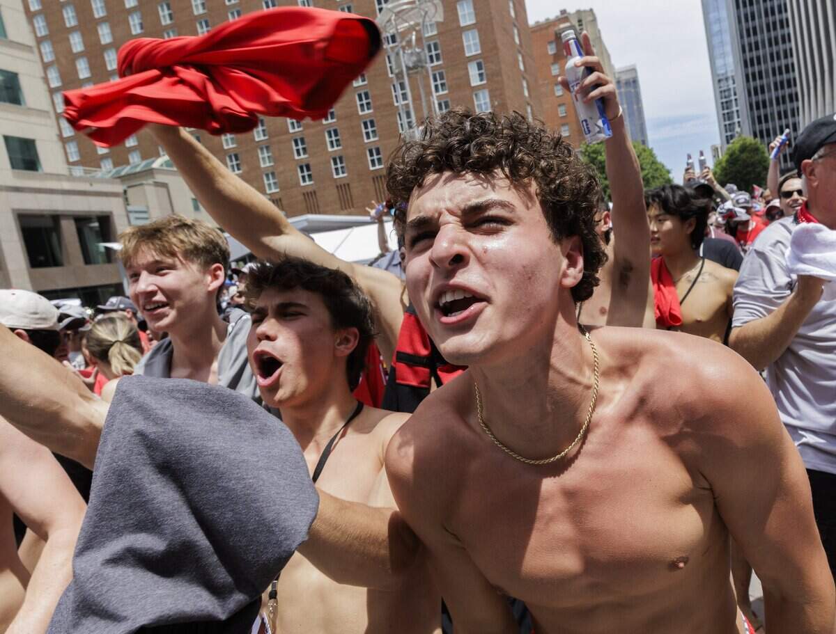 Fans went “tarps off” as they filled the streets for the Carolina Hurricanes 2026 Stanley Cup victory parade and rally on Saturday, June 20, 2026, in downtown Raleigh.