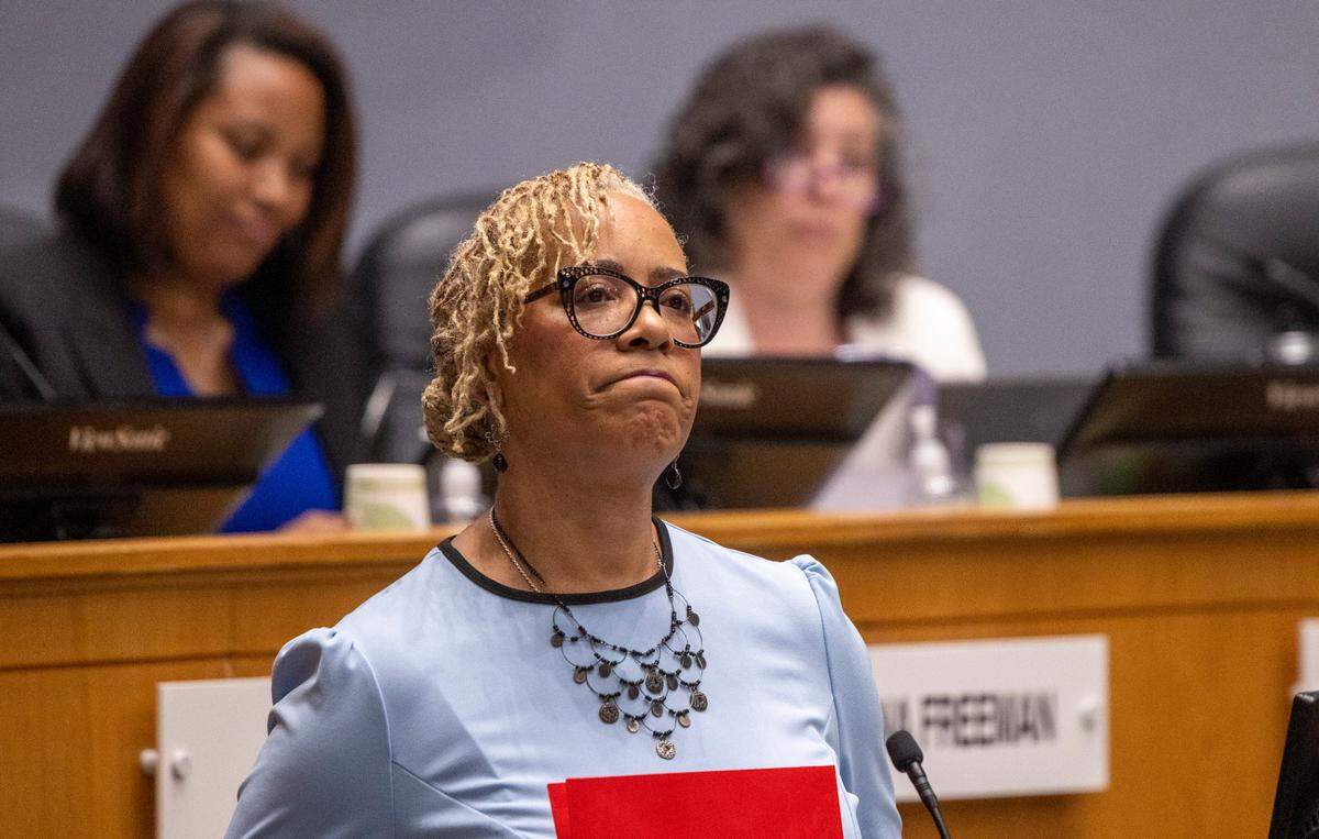 Durham Mayor Elaine O’Neal&nbsp;delivers her State of the City address Monday, April 17, 2023 at Durham City Hall.