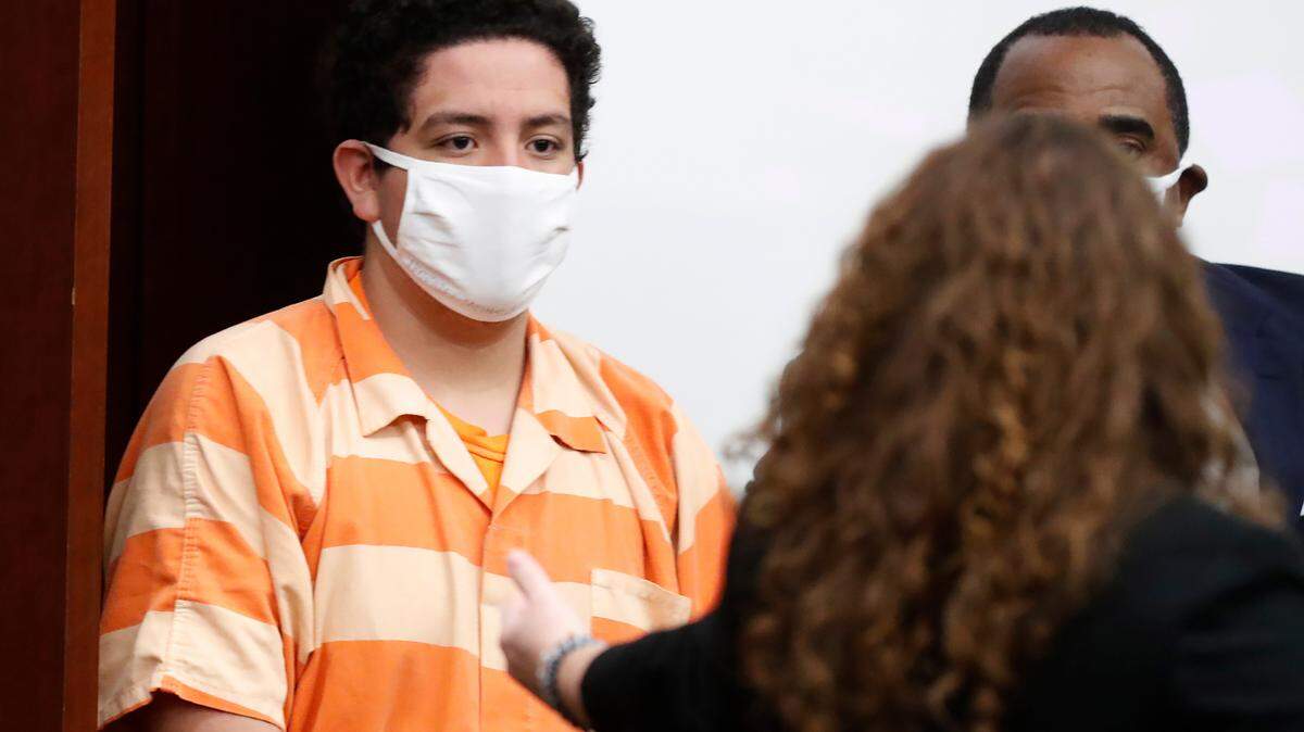Erick Gael Hernandez-Mendez makes his first appearance in court in Raleigh, N.C., Thursday, April 8, 2021. Hernandez-Mendez has been charged with killing Christina Maria Matos, 20, days after she was found dead in her Hillsborough Street apartment