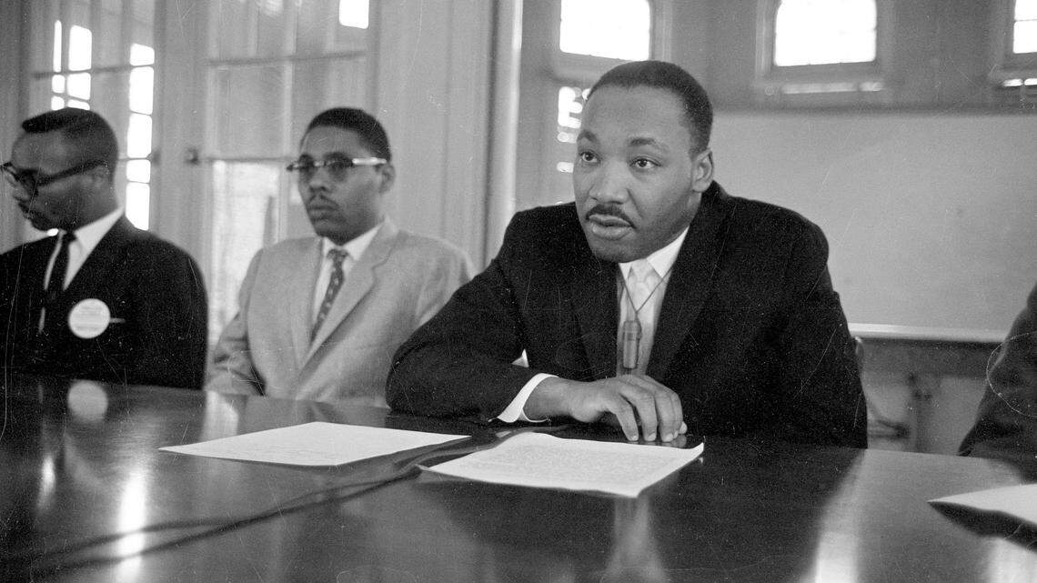 Dr. Martin Luther King, Jr. is seen here speaking at a press conference held at Shaw University in Raleigh, in April of 1960. The media were reporting on a three day meeting sponsored by the Southern Christian Leadership Conference and the Committee on Racial Equality. When King was asked the purpose of the meeting he responded, â€œplan strategy for victory.â€ The meeting at Shaw University was organized by civil rights leader Ella Baker and consisted of panel discussions and workshops with King and other ministers advising students and answering questions. During these discussions, King emphasized the â€œneed for some type of continuing organizationâ€ to continue the anti-segregation cause. Out of these meetings at Shaw, and through the words of King and Baker, the Students Nonviolent Coordinating Committee (SNCC) was born. King urged nonviolence above all with strategies that included sit-ins and selective buying. He went on to tell the students, â€œthey will certainly want to delve deeper into the philosophy of nonviolence. It must be made palpably clear that resistance and nonviolence are not in themselves good. There must be another element present, reconciliationâ€”an avoidance of the internal violence of the spirit. You leave the possibility open for reconciliationâ€¦ it is not to defeat an opponent, but to bring him together as brothers.â€