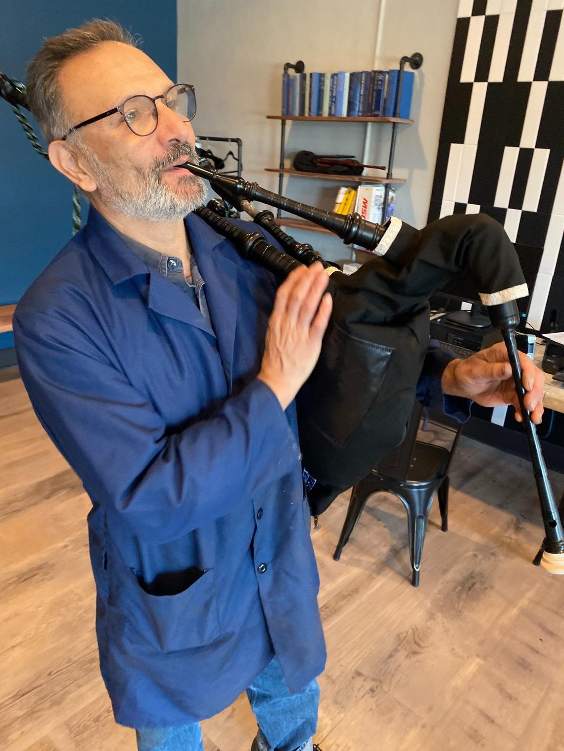 Roddy MacLellan, who is opening North America’s only bagpipe shop in downtown Zebulon, makes his instruments from African blackwood and hand-engraved silver. A native of Glasgow, he migrated to North Carolina, where his production is aided by the Raleigh Pipe Band and its army of 70 players.