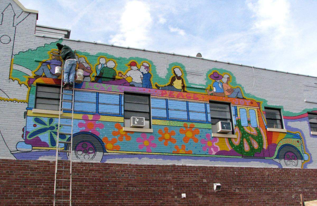 This mural on the side of Chapel Hill’s now-closed Mellow Mushroom restaurant at 310 W. Franklin St. was painted by artist Michael Brown.