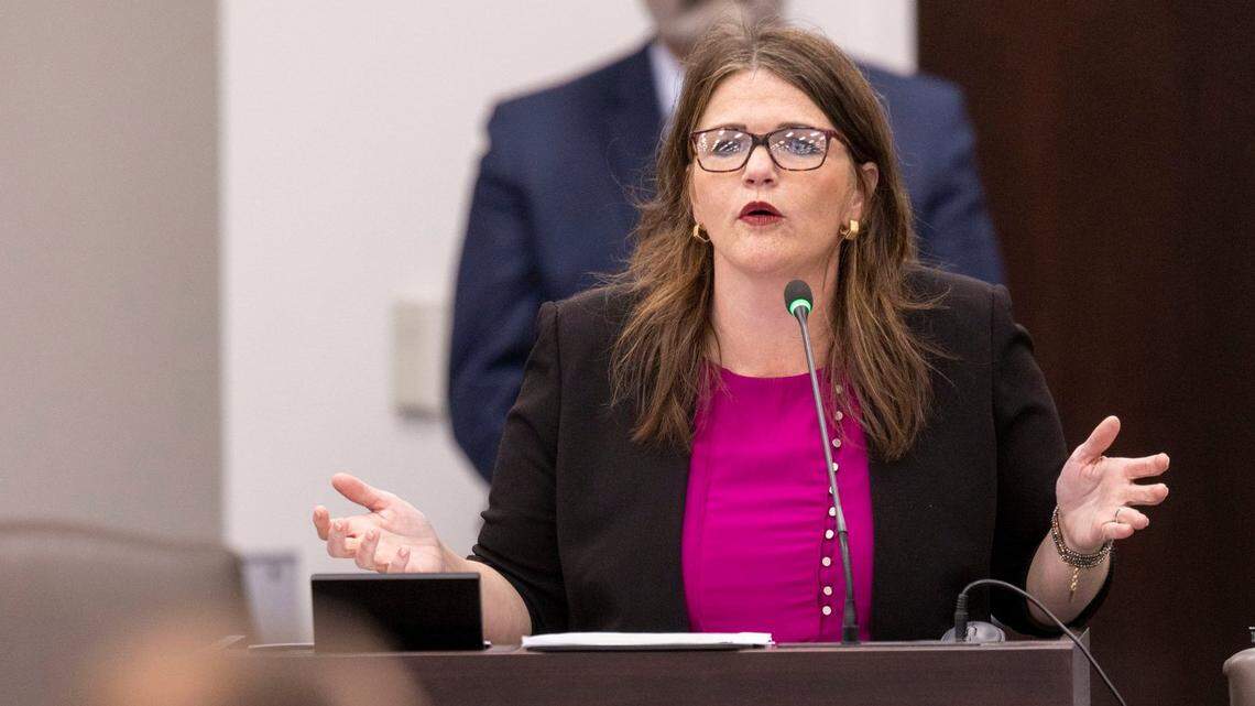 Senator Deanna Ballard, Chair of the Senate Education/Higher Education Committee, speaks during debate of HB 755 on Wednesday, May 25, 2022 in the Legislative Office Building in Raleigh, N.C.