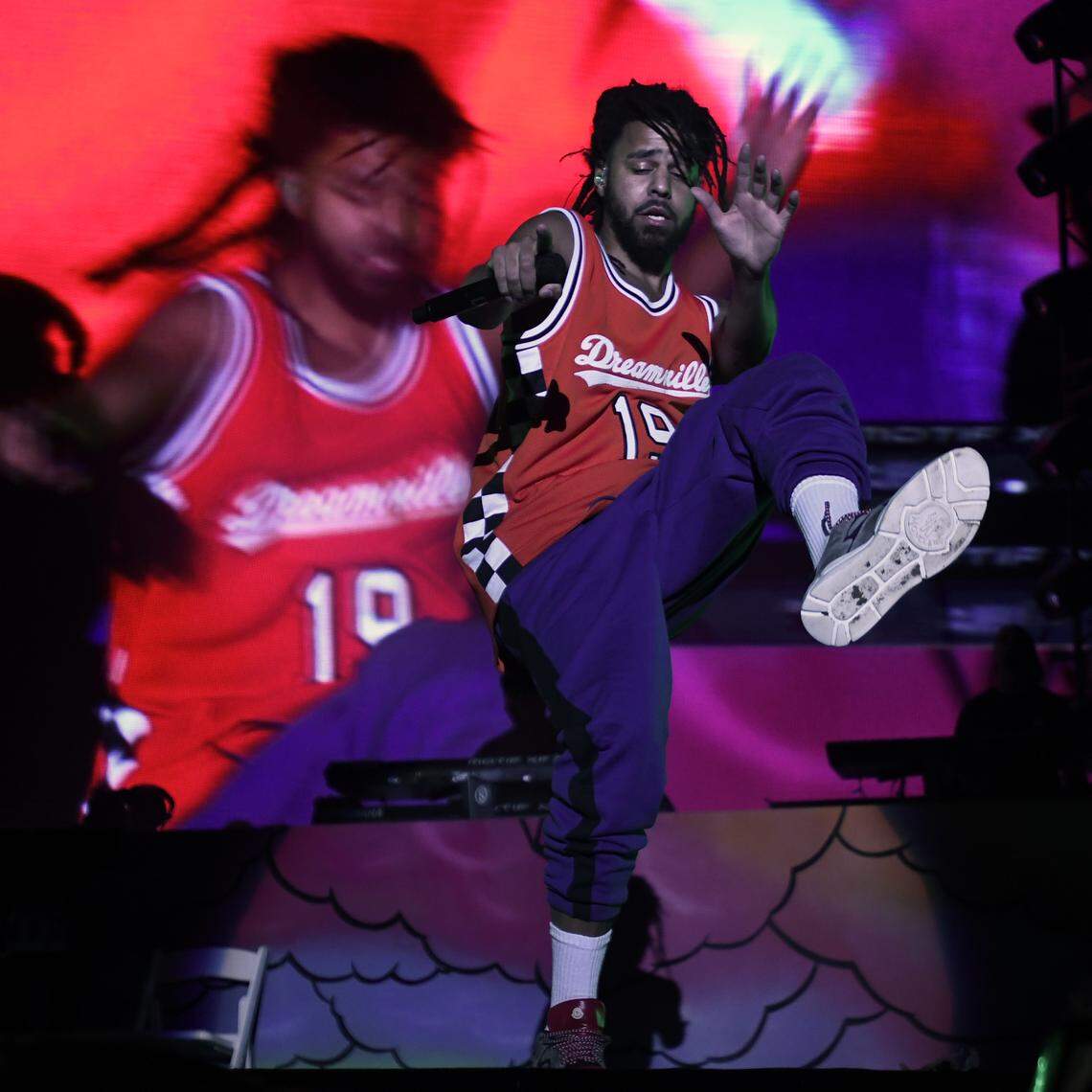 J. Cole performs at the Dreamville Music Festival at Raleigh, N.C.’s Dix Park Saturday, April 6, 2019.