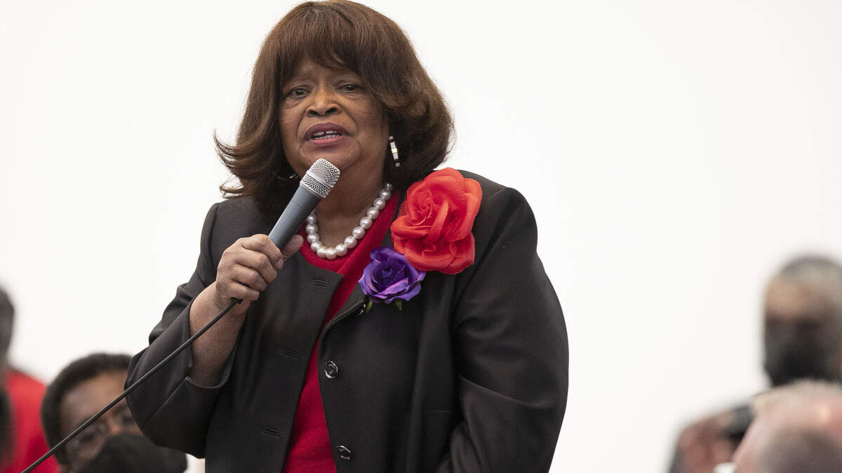 Rep. Jean Farmer-Butterfield of Wilson, N.C. addresses House members during their session on Wednesday, July 9, 2020 in Raleigh, N.C. Farmer-Butterfield has been appointed to the Division of Employment Security Board of Review by Governor Roy Cooper.