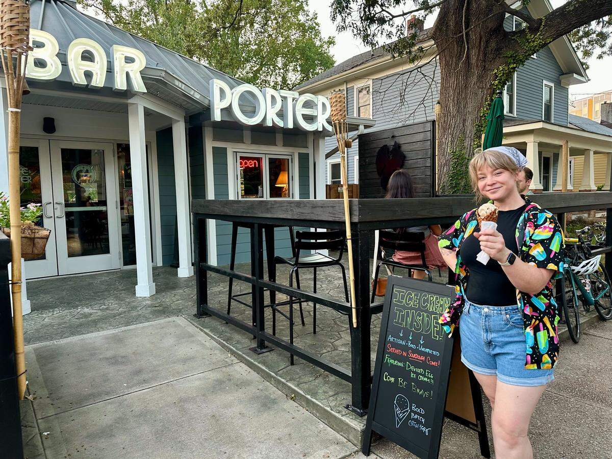 Owner Maura McCarthy at her “Frozen Friday” pop-up at Wolfe & Porter on Friday, July 25, 2025.
