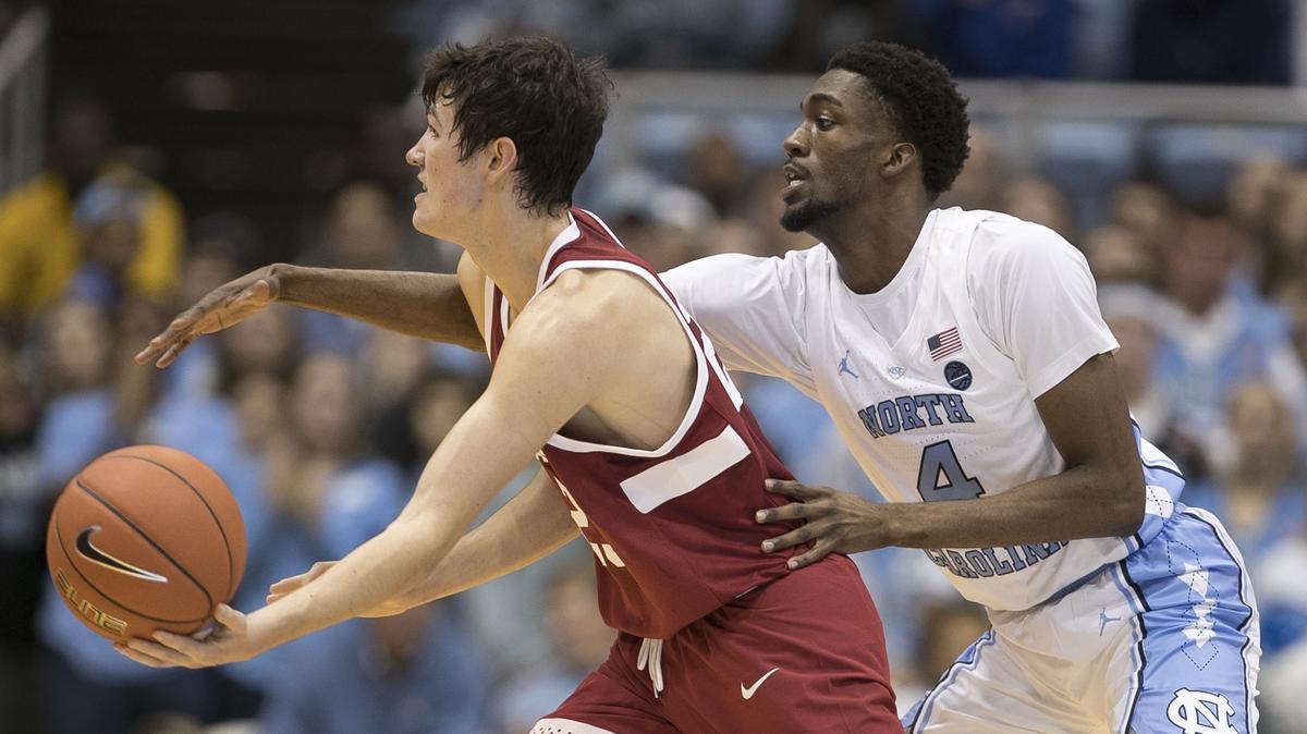 Cormac Ryan (left) and the Stanford Cardinal took on North Carolina in a game earlier this month. North Carolina won 90-72.