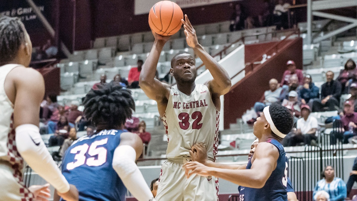 North Carolina Central senior center Raasean Davis will lead the Eagles to Norfolk for the 2019 MEAC Tournament. NCCU, the No. 3 seed, starts tournament play tonight at 6 PM.