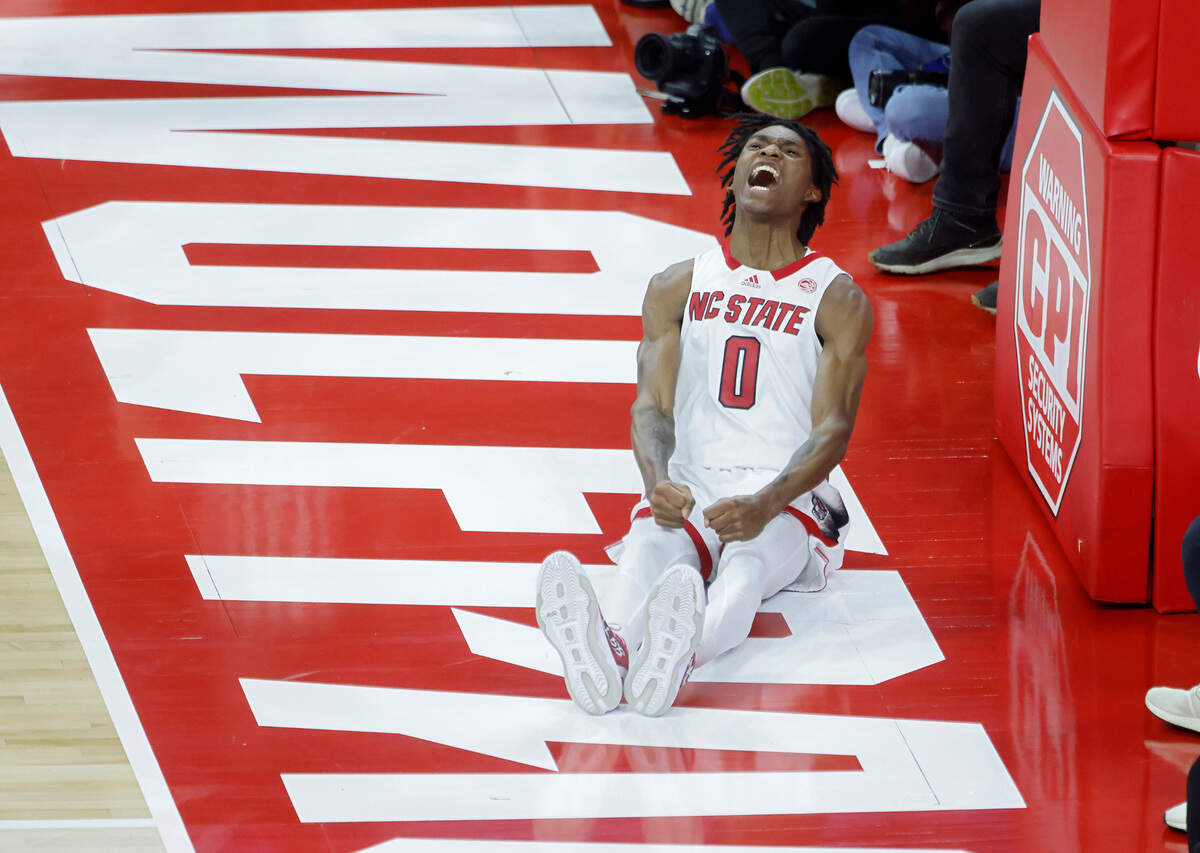 N.C. State’s Terquavion Smith reacts during the second half of the Wolfpack’s 84-60 win over Duke at PNC Arena on Wednesday, Jan. 4, 2023, in Raleigh, N.C.