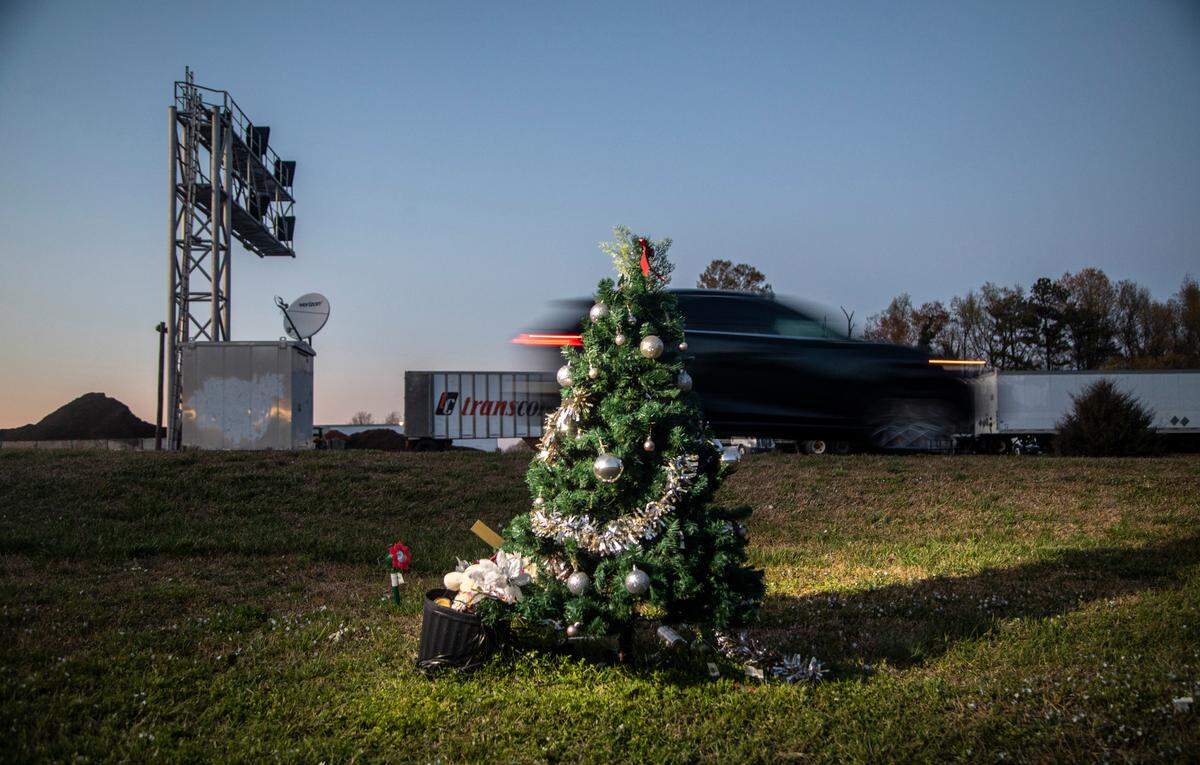 A Christmas tree was placed at the scene where Samantha Briggs was hit about 7:30 p.m. the day after Thanksgiving as she and four others attempted to cross a dark stretch of Hillsborough Street after a trip to a Sheetz convenience store. Police say the driver swerved into the center turn lane where Briggs was standing and kept driving. She was 12.