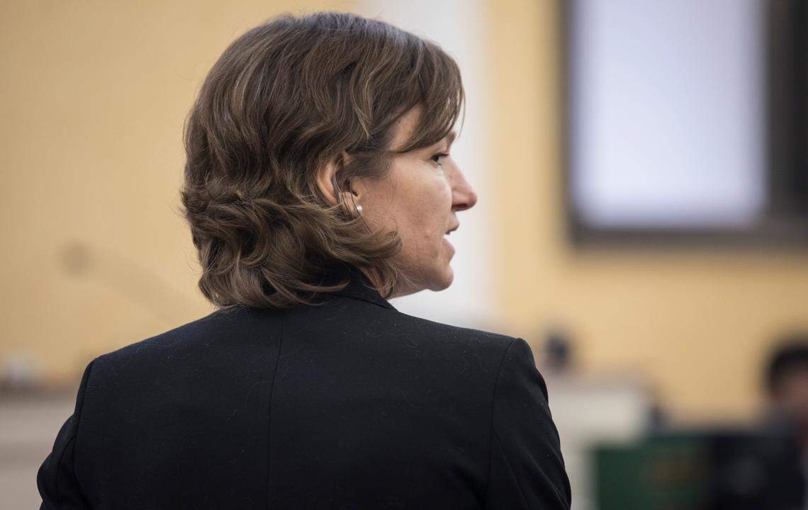 Elizabeth Haddix, who represents five UNC-Chapel Hill students and a UNC faculty member, speaks during a hearing at the Orange County Courthouse on Wednesday, Feb. 12, 2020. The hearing resulted in the voiding of a $2.5 million settlement payment from UNC to a trust for the Sons of Confederate Veterans to preserve and display the Silent Sam statue.