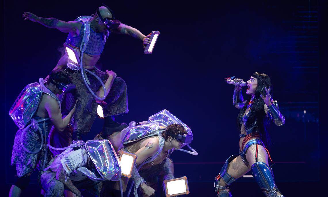 Katy Perry in concert at Raleigh, N.C.’s Lenovo Center, Sunday night, Aug. 17, 2025.