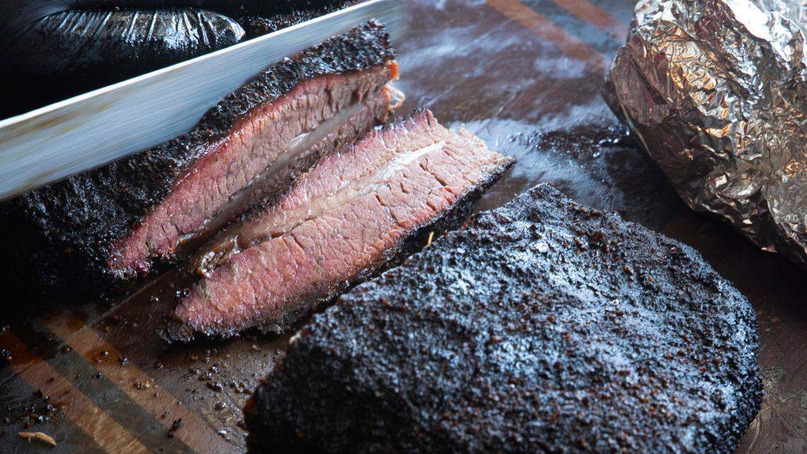 A luscious beef brisket is sliced to order at Dampf Good Barbecue in Morrisivlle. Dampf Good will be at two upcoming Triangle barbecue festivals.