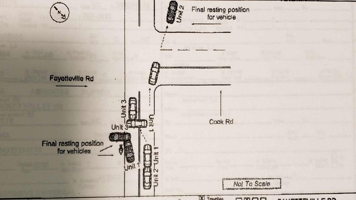 A screen shot from a Durham Police Department report on the 2015 crash that killed Kerwin Biggs. His family was recently awarded a $10 million civil judgement against the driver who cause the crash, Daryl Brooks.