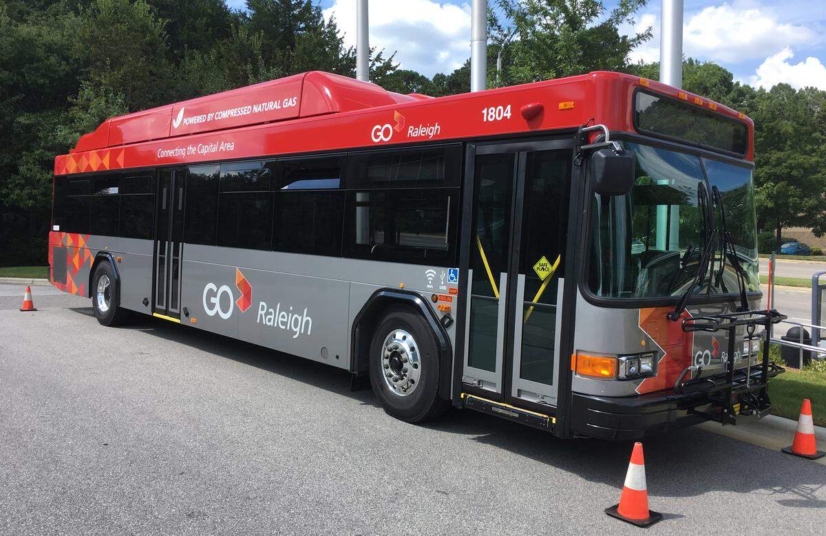 GoRaleigh bought its first 17 buses powered by compressed natural gas in 2018. The city expects to have 95 CNG buses by January 2026.