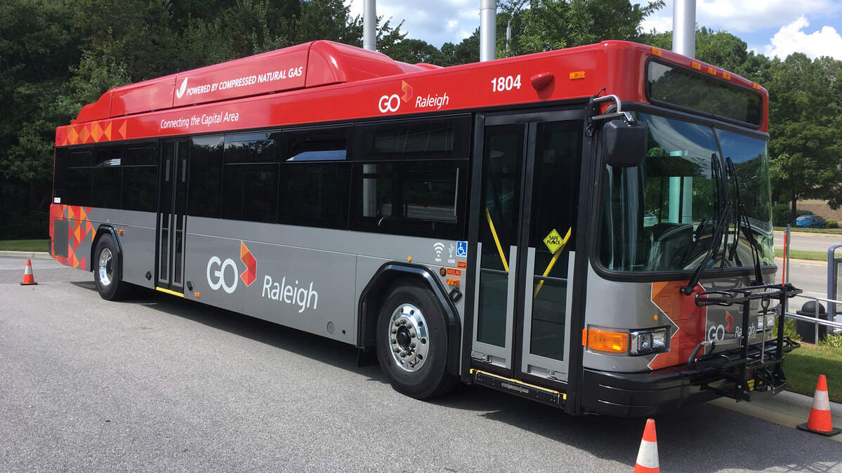 GoRaleigh has bought 17 new buses that are powered by compressed natural gas. The city eventually plans to have 75 percent of its fleet run on CNG as it gradually retires its diesel buses.

