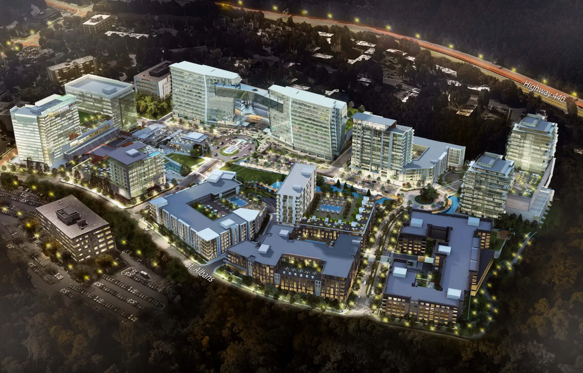 The long-term vision for The Exchange Raleigh, located just north of Interstate 440.