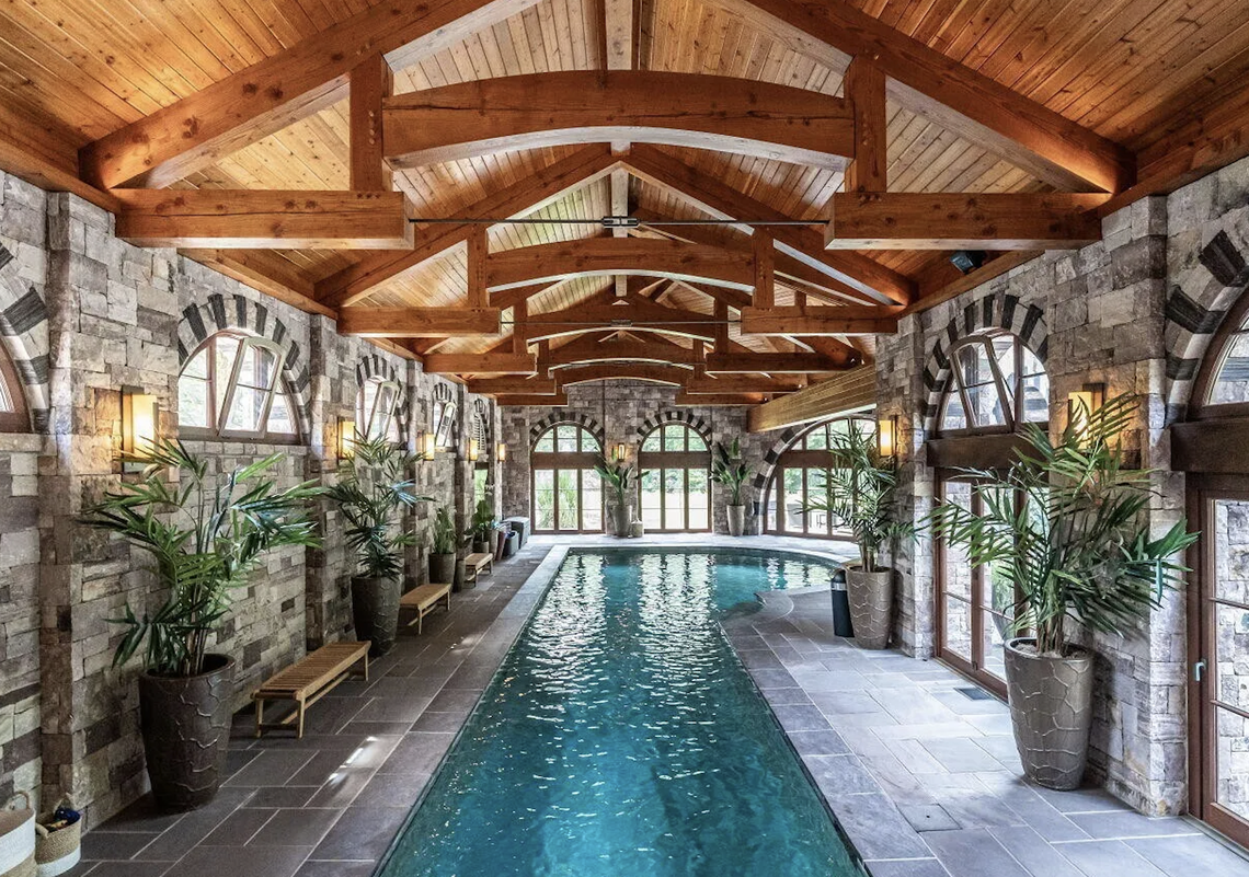 The indoor pool at 483 Rosemont inside Hills of Rosemont community, a gated enclave about a 30-minute drive to downtown Raleigh.