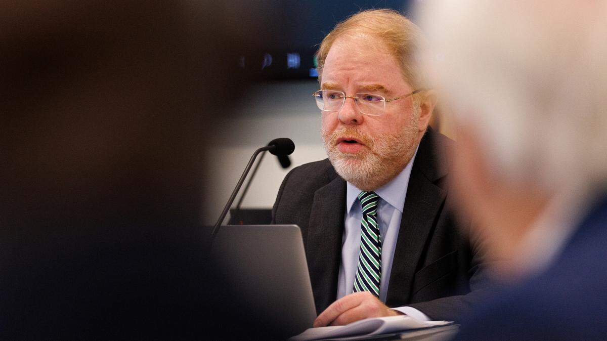 UNC System President Peter Hans speaks during a meeting of the UNC System Board of Governors on Thursday, Feb. 29, 2024, in Raleigh, N.C.