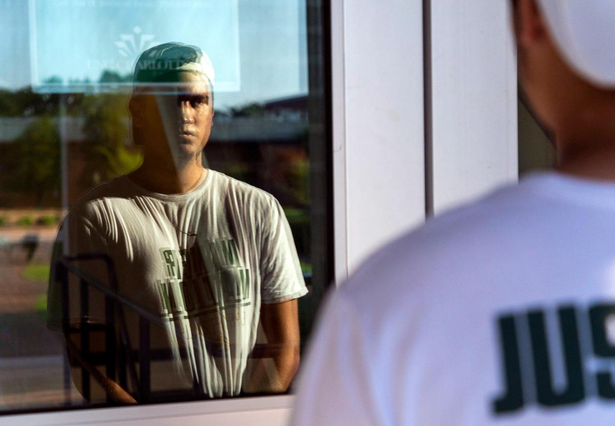 “I want to be at the door in case this happens again because I want to be the one to stop it. [...] Just knowing that I’m protecting other people I think will play a huge role in my mental healing,” Drew Pescaro said about returning to UNC Charlotte for his junior year after surviving a mass shooting at the end of his sophomore year on April 30, in which two students lost their lives and three others injured, on Sunday, Aug. 18, 2019 in Charlotte, NC.
