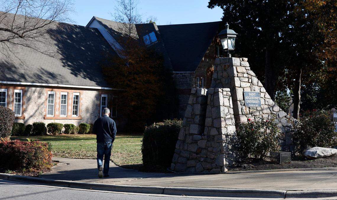 An entrance to St. Augustine’s University on Oakwood Ave. in Raleigh, N.C., photographed Tuesday, Dec. 5, 2023.