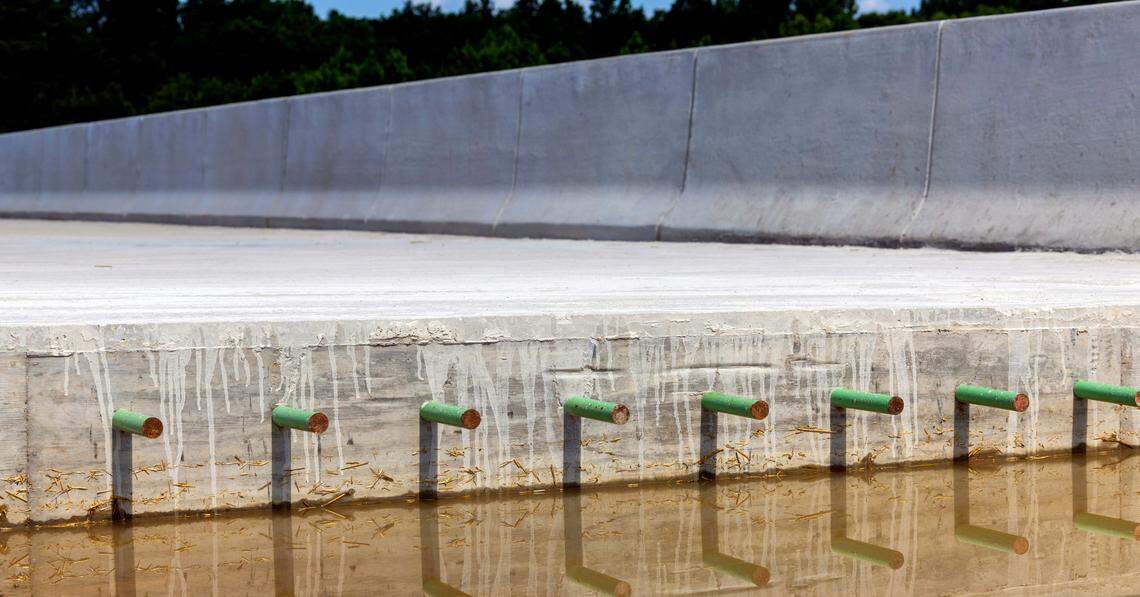 A concrete approach slab for a bridge of the N.C. 540 Triangle Expressway, which will be completed this summer.