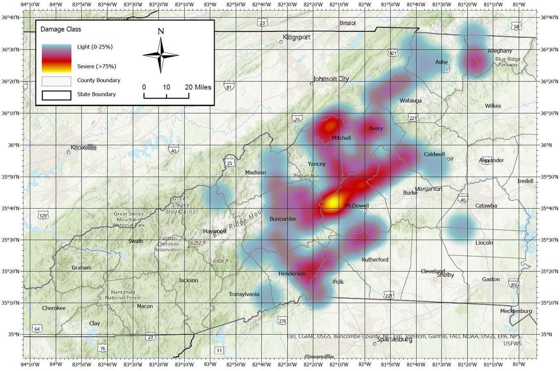 Hurricane Helene caused widespread damage to woodlands in Western North Carolina. The N.C. Forest Service found the worst damage was in six counties, and says the downed trees now could become fuel for wildfires.