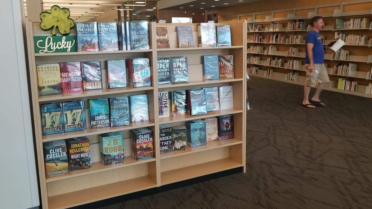 The “Lucky Day” book display at the Cameron Village Regional Library.