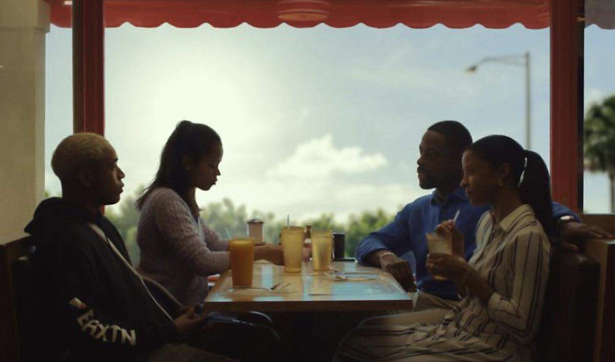From left, Kelvin Harrison Jr., Taylor Russell, Sterling K. Brown and Renee Elise Goldsberry in ‘Waves.’