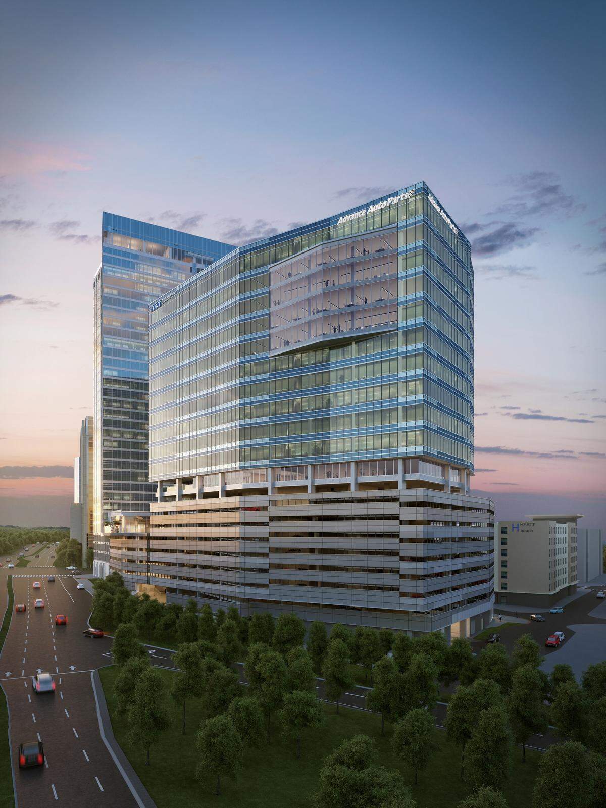 A rendering of the under-construction North Hills tower being built by Kane Realty. The tower is expected to be completed in the latter half of 2020.