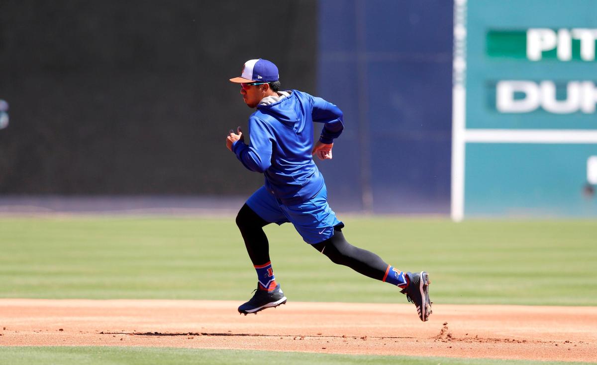 The Durham Bulls’ Kean Wong runs drills during practice at Durham Bulls Athletic Park in Durham, N.C., Wednesday, April 3, 2019.