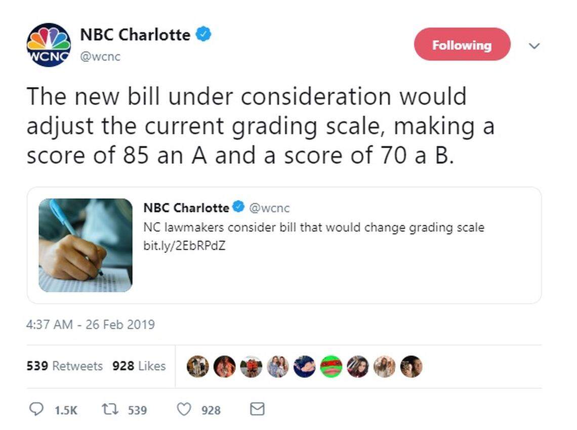 Screen grab of a tweet by WCNC
