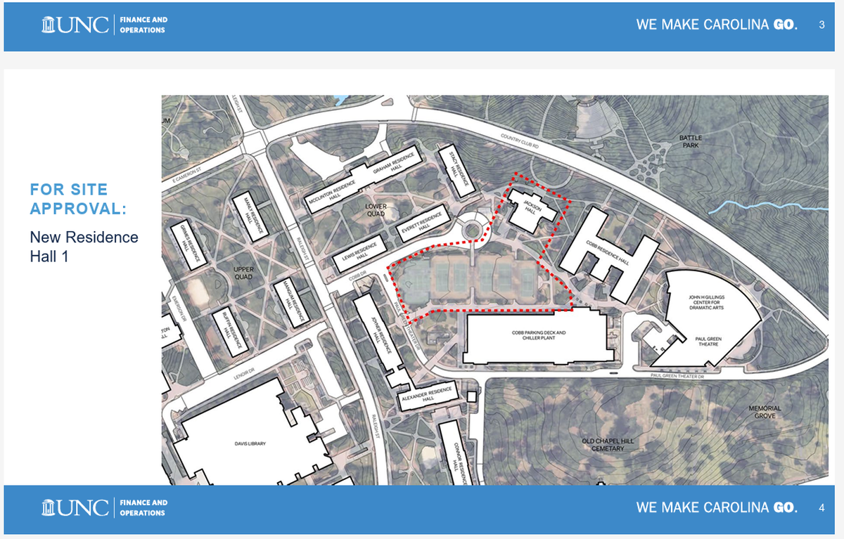 The location of a planned UNC-Chapel Hill residence hall.