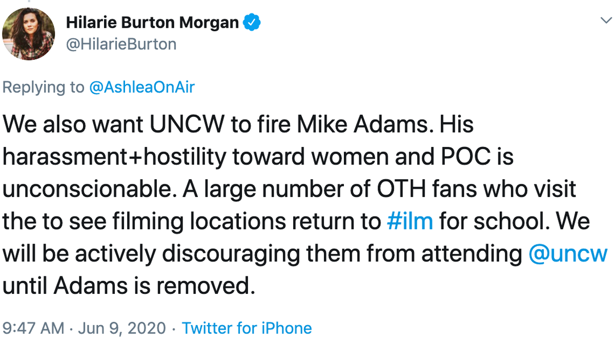 Hilarie Burton Morgan, an actor on the TV show “One Tree Hill,” spoke out against controversial UNCW professor Mike Adams.