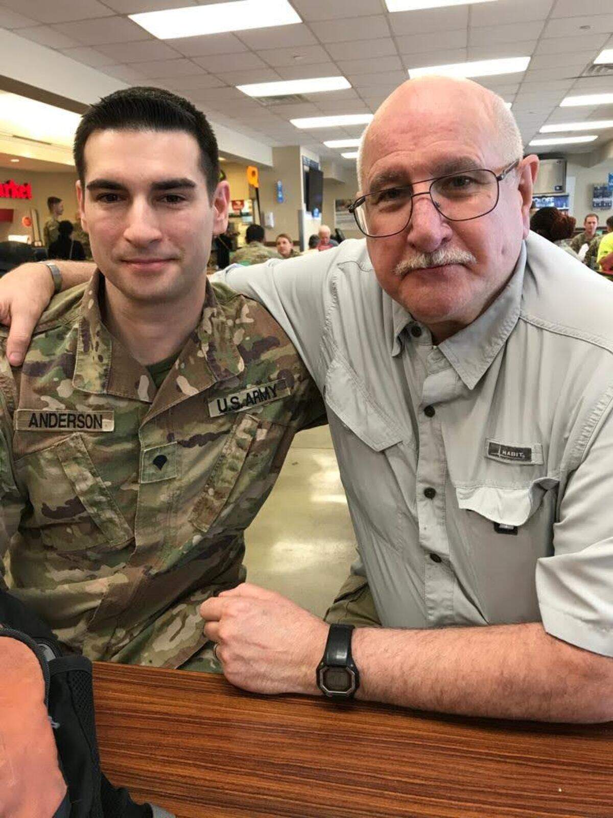 Stuart Heath Anderson and his father, Simms Anderson, during the younger soldier’s time with the NC National Guard.