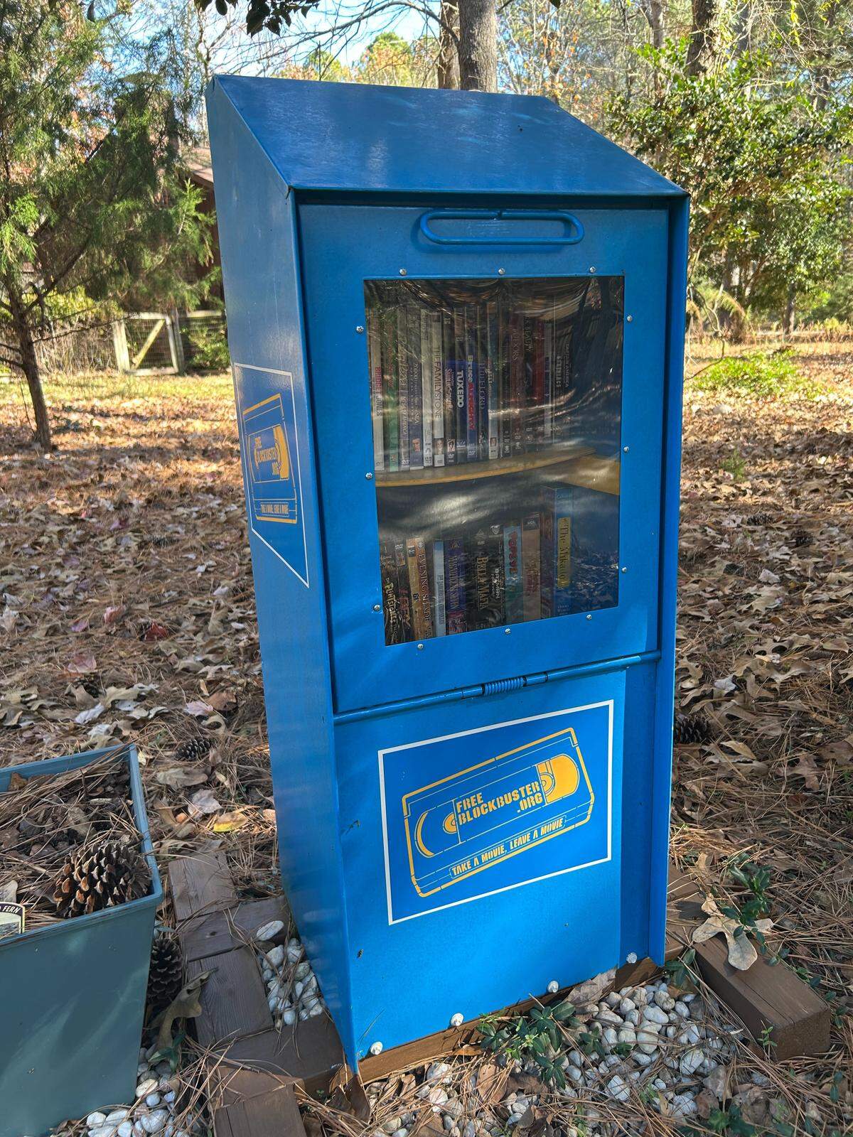 Free Blockbuster box offers dozens of DVDs for loan in Carrboro