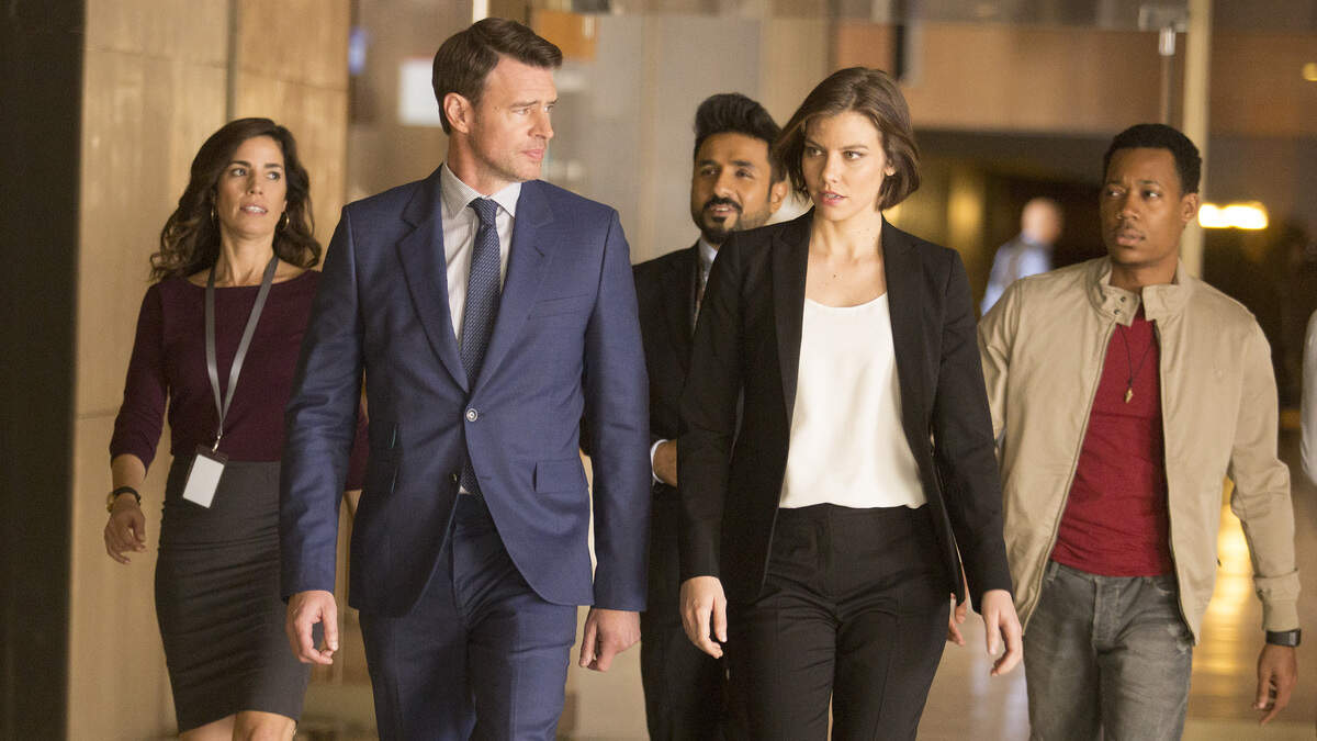 WHISKEY CAVALIER - “Pilot” - Following an emotional breakup, tough but tender FBI super-agent Will Chase (code name: “Whiskey Cavalier”) is assigned to work with badass CIA operative Frankie Trowbridge (code name: “Fiery Tribune”). Together, they must lead an inter-agency team of flawed, funny and heroic spies who periodically save the world - and each other - while navigating the rocky roads of friendship, romance and office politics, on the season premiere of “Whiskey Cavalier,” airing WEDNESDAY, FEB. 27 (10:00-11:00 p.m. EST), on The ABC Television Network. (ABC/Larry D. Horricks) ANA ORTIZ, SCOTT FOLEY, VIR DAS, LAUREN COHAN, TYLER JAMES WILLIAMS
