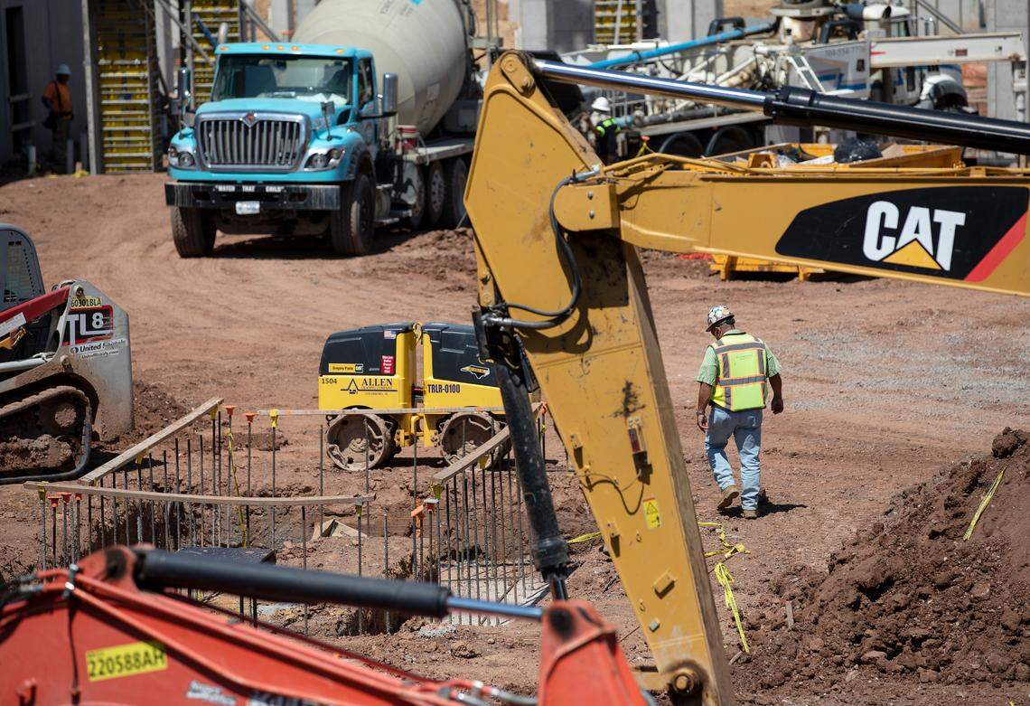 Construction continues on Wednesday, Aug. 9, 2023, at Hub RTP in Research Triangle Park.