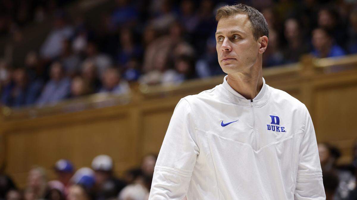 Duke Blue Devils head coach Jon Scheyer watches his team during the second half of an exhibition game against Fayetteville State at Cameron Indoor Stadium on Wednesday, Nov. 2, 2022, in Durham, N.C.
