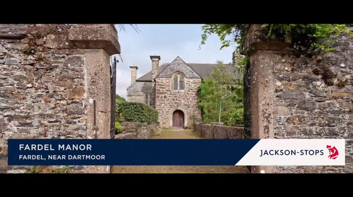 A screenshot of a video tour of Fardel Manor included with a listing by the Jackson-Stops real estate group.