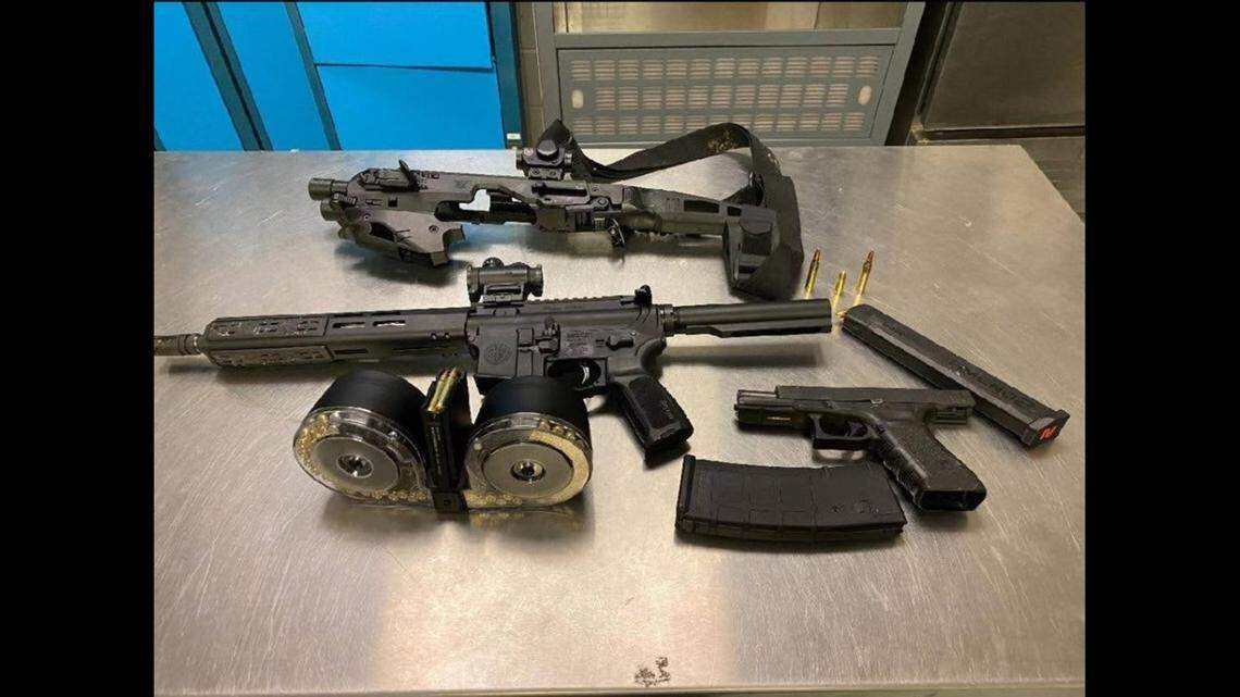 Deputies say they seized an AR-15 rifle and a handgun during a weekend traffic stop in Durham.