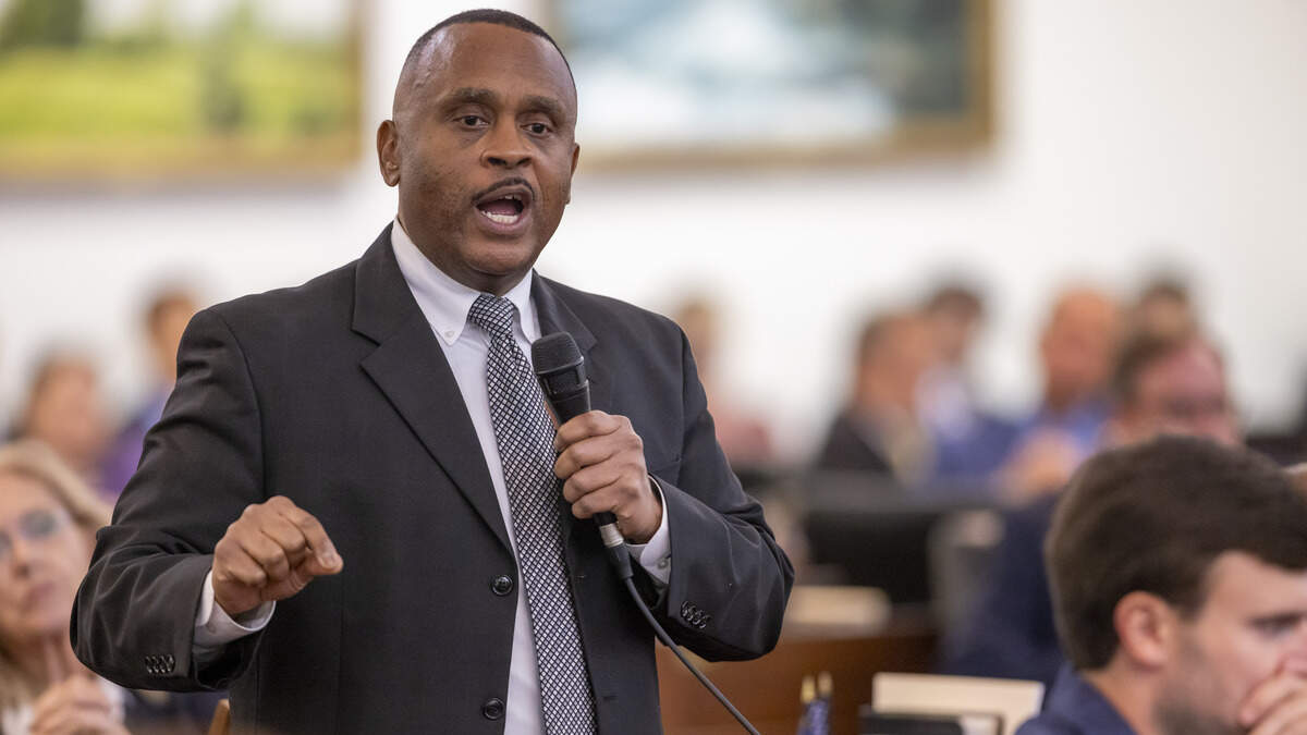 Rep. Robert T. Reives speaks during debate of HB 307, “Iryna’s law”, on Tuesday September 23, 2025 at the NC General Assembly in Raleigh, N.C