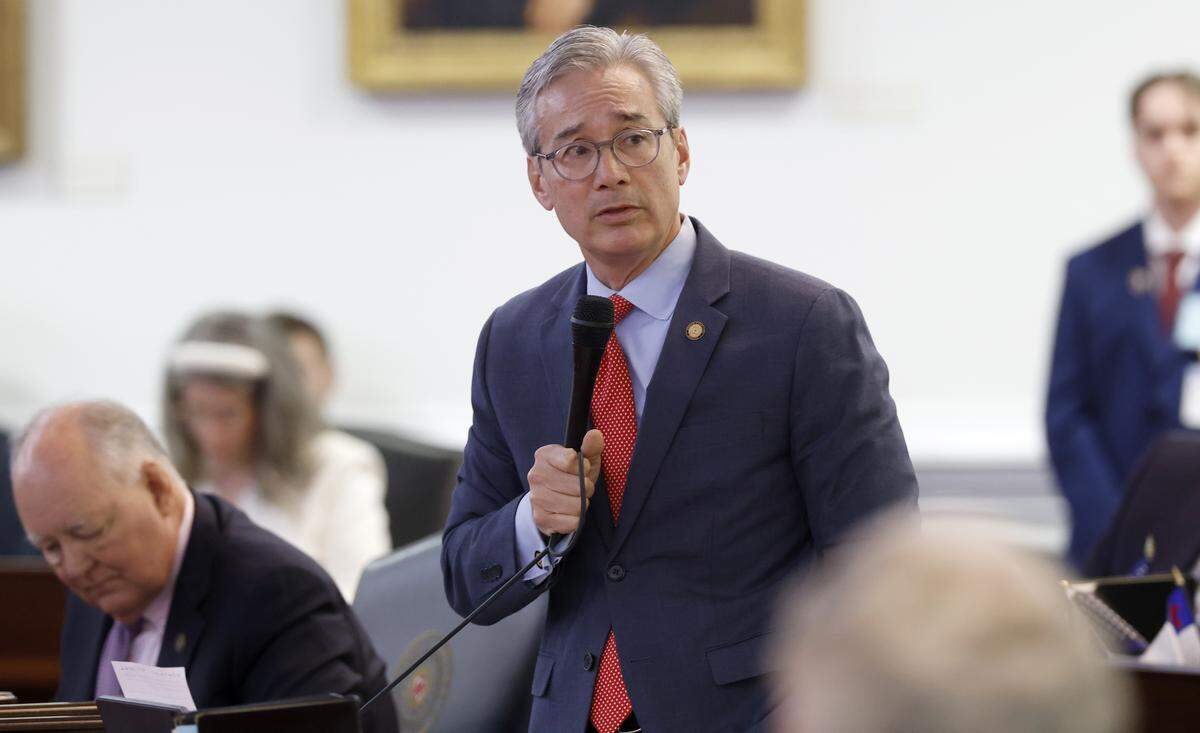 N.C. Sen. Michael Lee debates a bill during the N.C. Senate session at the Legislative Building in Raleigh, N.C., Tuesday, May 19, 2026.