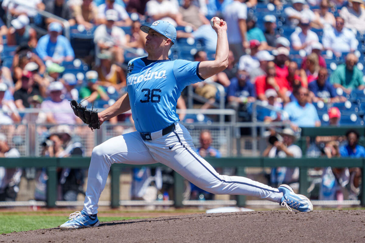 North Carolina Tar Heels starting pitcher Folger Boaz (36) pitches against the West Virginia Mountaineers during the first inning at Charles Schwab Field.